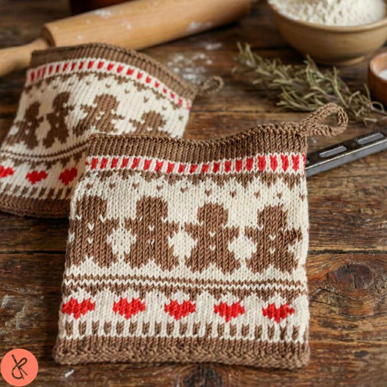 DROPS Muskat yarn in off white, red and almond colors with circular knitting needles